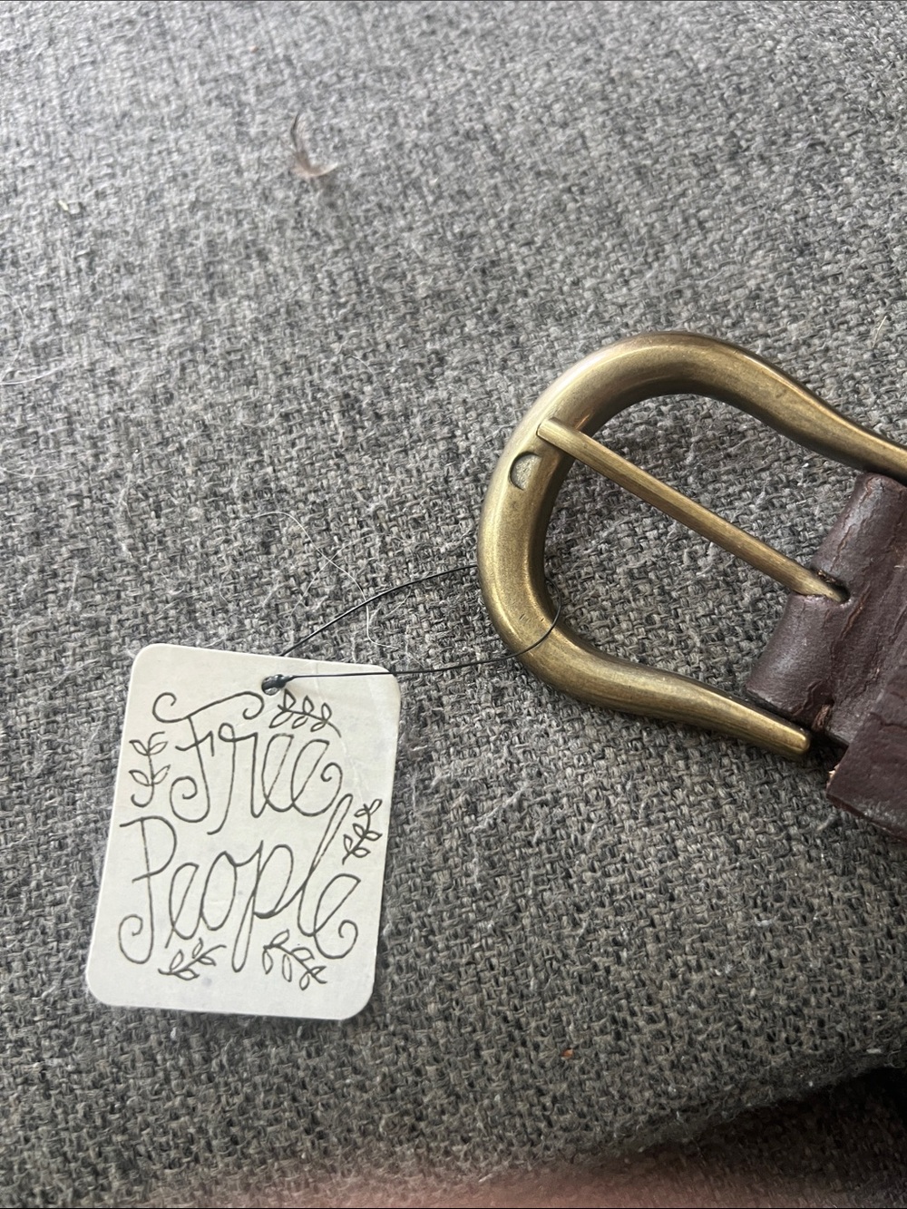 Free People brown Suede distressed Belt with Gold Detail - Picture 2 of 5